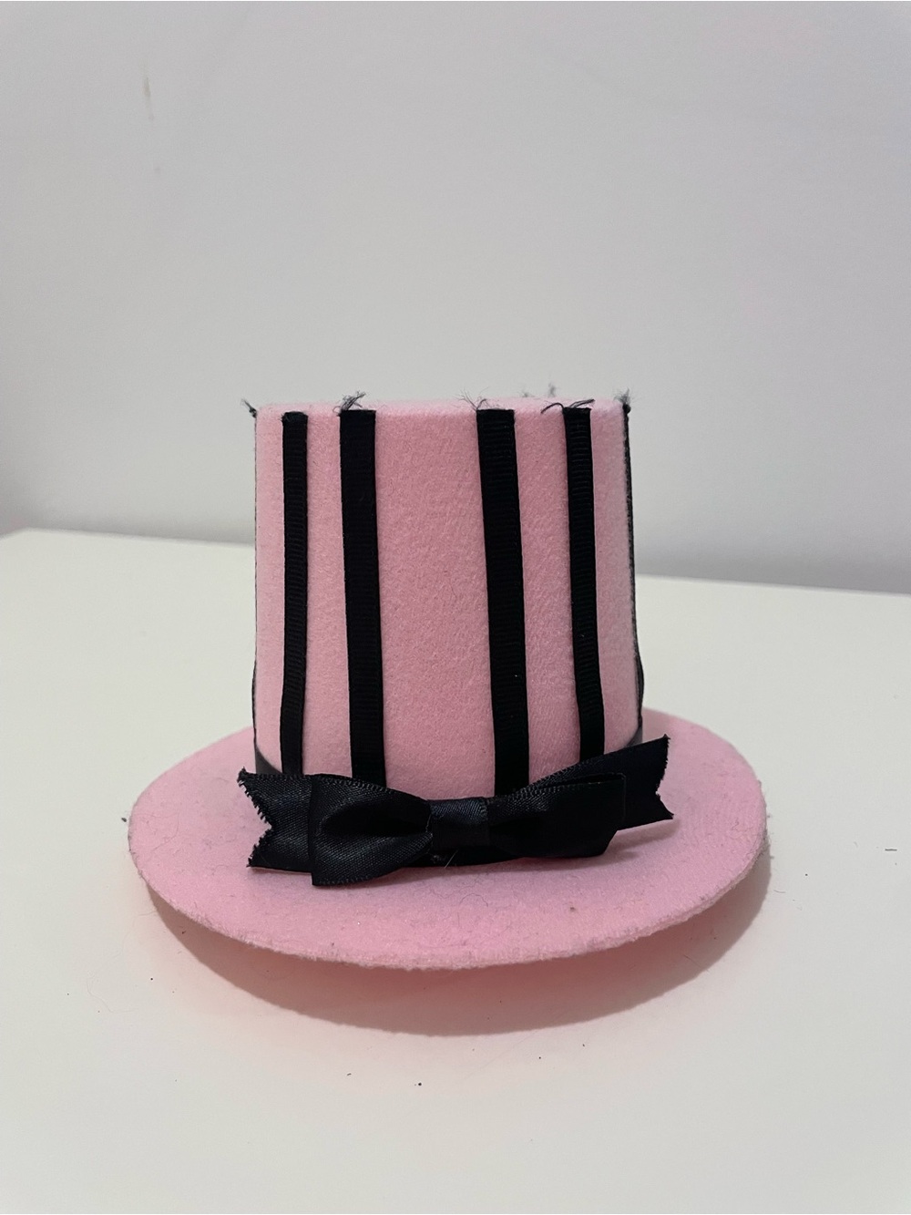 Pink and Black Striped Mini Top Hat Fascinator